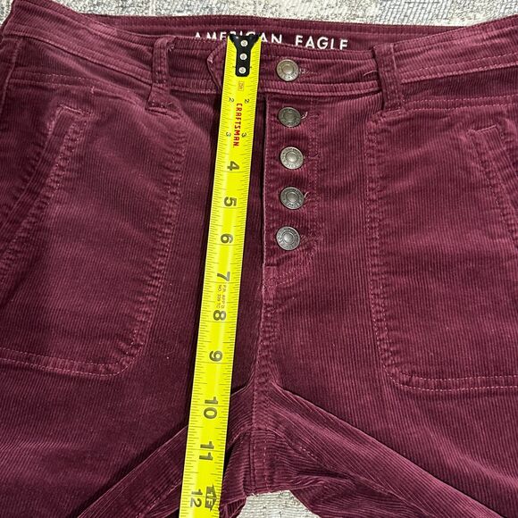 American Eagle Jegging Womens Burgundy Corduroy Hi Rise Button Fly sz 10 (32X28) - Picture 7 of 13